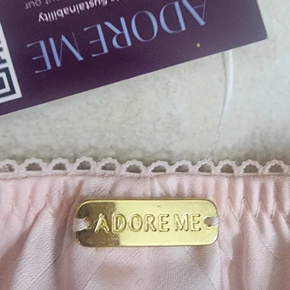 Adore Me Elegant Pink Lace Trim Sleepwear Set - Picture 11 of 12